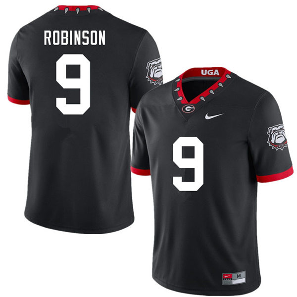 Mens Georgia Bulldogs #9 Justin Robinson Nike Black Alternate Mascot 100th Anniversary College Football Game Jersey