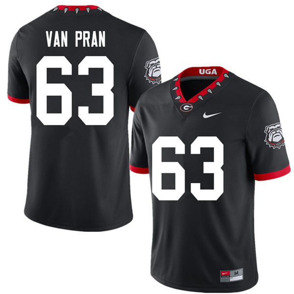 Mens Georgia Bulldogs #63 Sedrick Van Pran Nike Black Alternate Mascot 100th Anniversary College Football Game Jersey 
