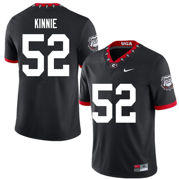 Mens Georgia Bulldogs #52 Cameron Kinnie Nike Black Alternate Mascot 100th Anniversary College Football Game Jersey