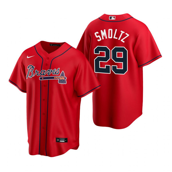 Mens Atlanta Braves Retired Player #29 John Smoltz Nike Red Alternate Cool Base Jersey 