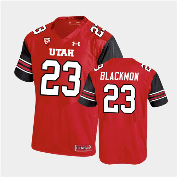 Mens Utah Utes #23 Julian Blackmon Under Armour Red stripe Sleeves Football Game Jersey