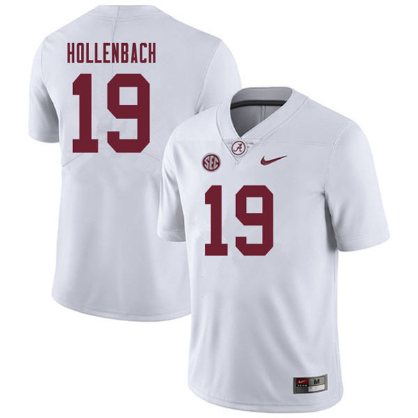 Mens Alabama Crimson Tide #19 Stone Hollenbach Nike White College Football Game Jersey
