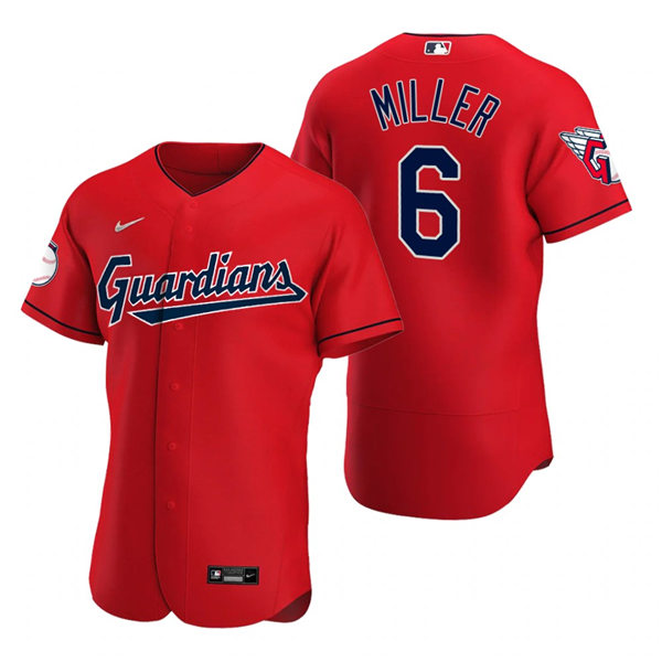Mens Cleveland Guardians #6 Owen Miller Nike 2022 Red Alternate Flex Base Authentic Player Jersey