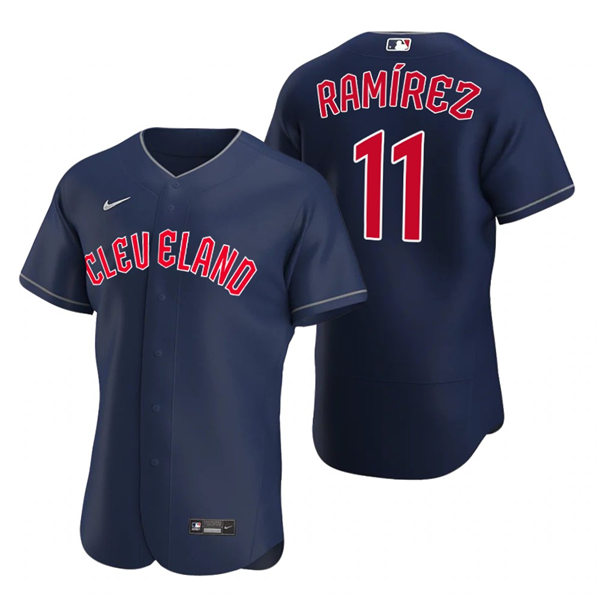 Mens Cleveland Guardians #11 Jose Ramirez Nike 2022 Navy Alternate Flex Base Authentic Player Jersey