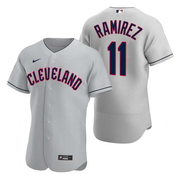 Mens Cleveland Guardians #11 Jose Ramirez Nike 2022 Grey Road Flex Base Authentic Player Jersey