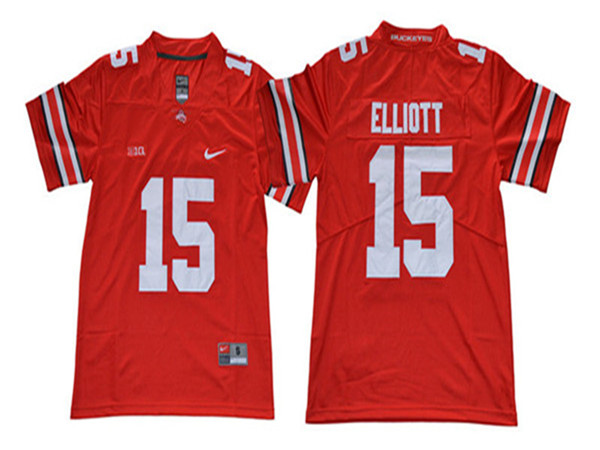 Mens #15 Ezekiel Elliott Ohio State Buckeyes Stitched Nike Scarlet College Football Game Jersey S-3XL