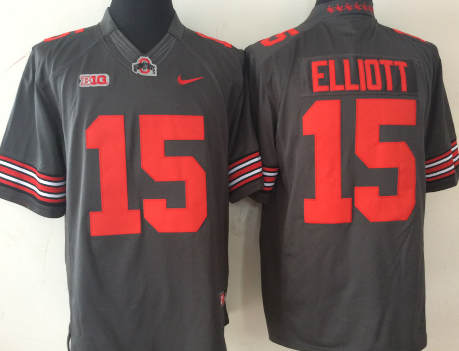 Mens #15 Ezekiel Elliott Ohio State Buckeyes Stitched Nike Blackout College Football Game Jersey S-3XL