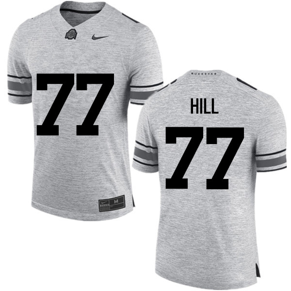 Mens #77 Michael Hill Ohio State Buckeyes Stitched Nike Gray College Football Game Jersey S-3XL