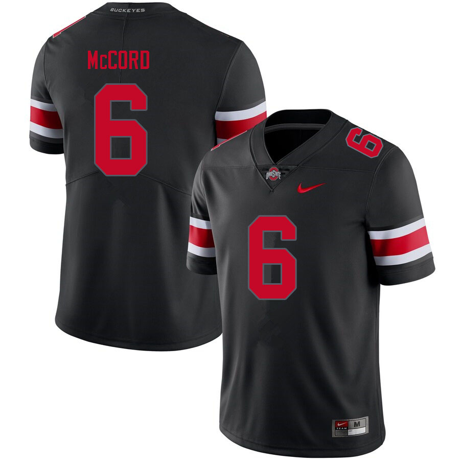 Mens #6 Kyle McCord Ohio State Buckeyes Stitched Nike Blackout College Football Game Jersey S-3XL  