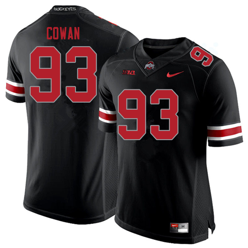 Mens #93 Jacolbe Cowan Ohio State Buckeyes Stitched Nike Blackout College Football Game Jersey S-3XL  
