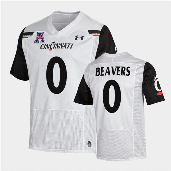 Mens Cincinnati Bearcats #0 Darrian Beavers Under Armour White College Football Game Jersey