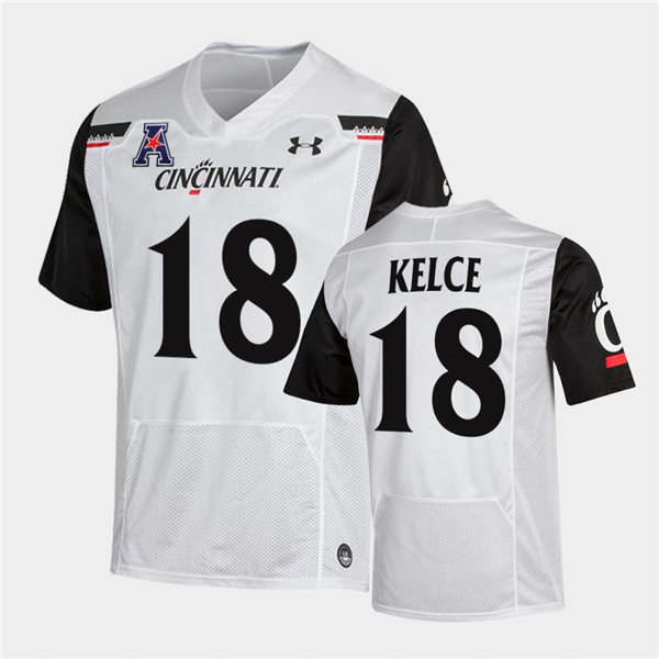 Mens Cincinnati Bearcats #18 Travis Kelce Under Armour White College Football Game Jersey