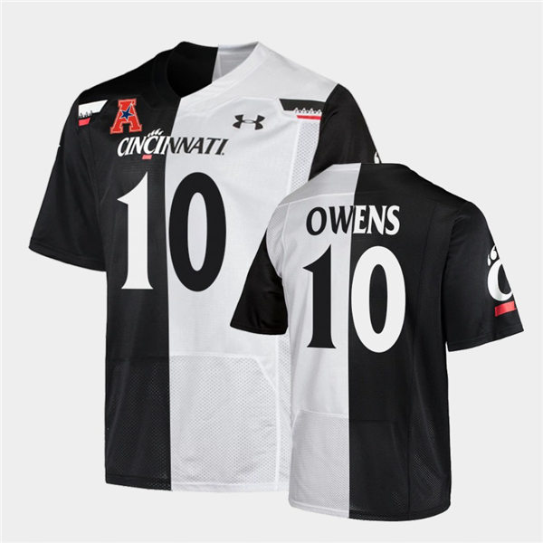 Mens Cincinnati Bearcats #10 Brig Owens Under Armour Black White Split Edition College Football Jersey