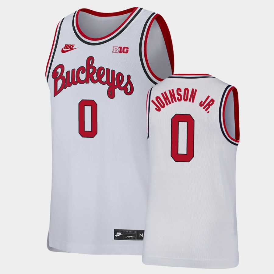 Men's #0 Meechie Johnson Jr. Ohio State Buckeyes Nike White Stitched College Basketball Jersey