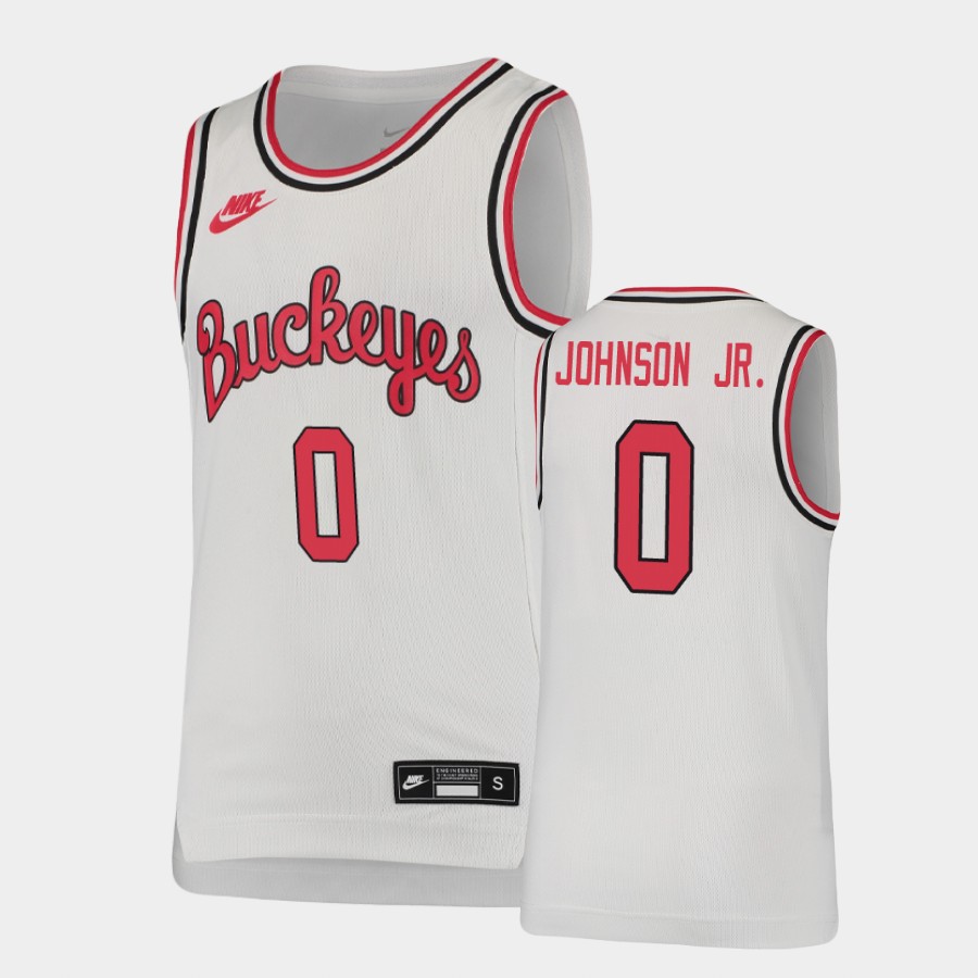 Youth's #0 Meechie Johnson Jr. Ohio State Buckeyes Nike Throwback White Stitched College Basketball Jersey