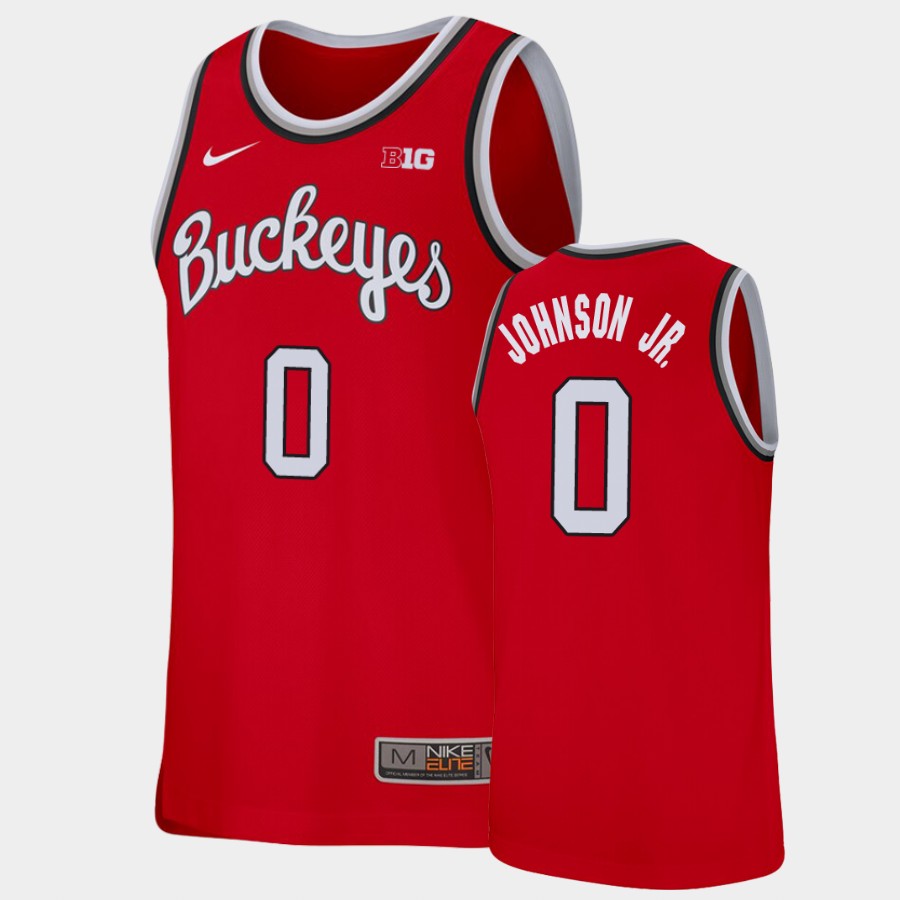 Men's #0 Meechie Johnson Jr. Ohio State Buckeyes Nike Scarlet Round Neck Stitched College Basketball Jersey