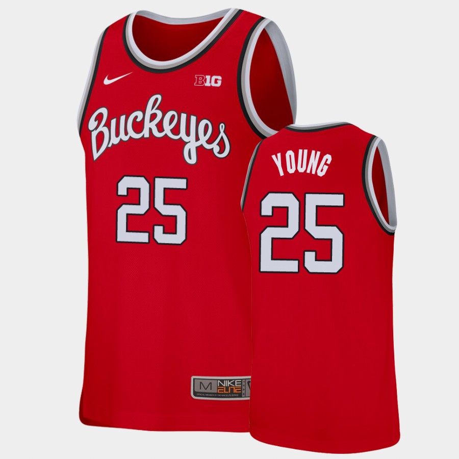 Men's #25 Kyle Young Ohio State Buckeyes Nike Scarlet Round Neck Stitched College Basketball Jersey
