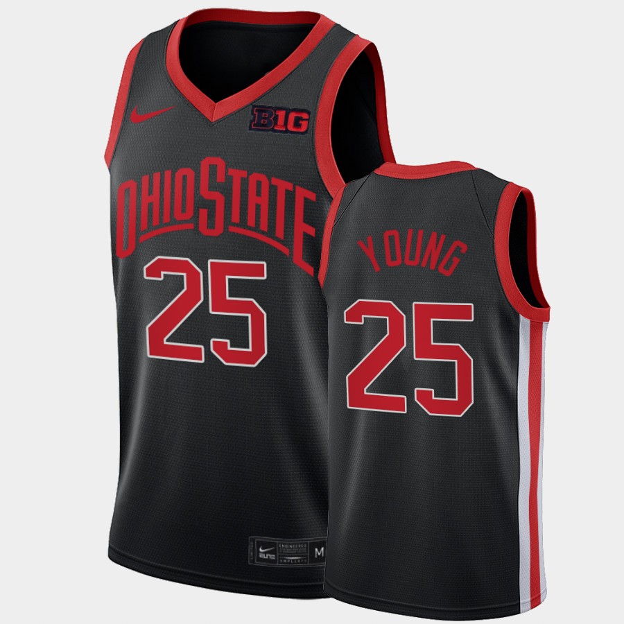 Men's #25 Kyle Young Ohio State Buckeyes Nike Alternate Anthracite Throwback 90s Stitched College Basketball Jersey