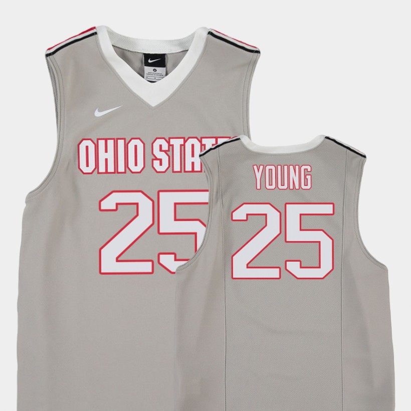 Youth's #25 Kyle Young Ohio State Buckeyes Nike Pure Gray Stitched College Basketball Jersey