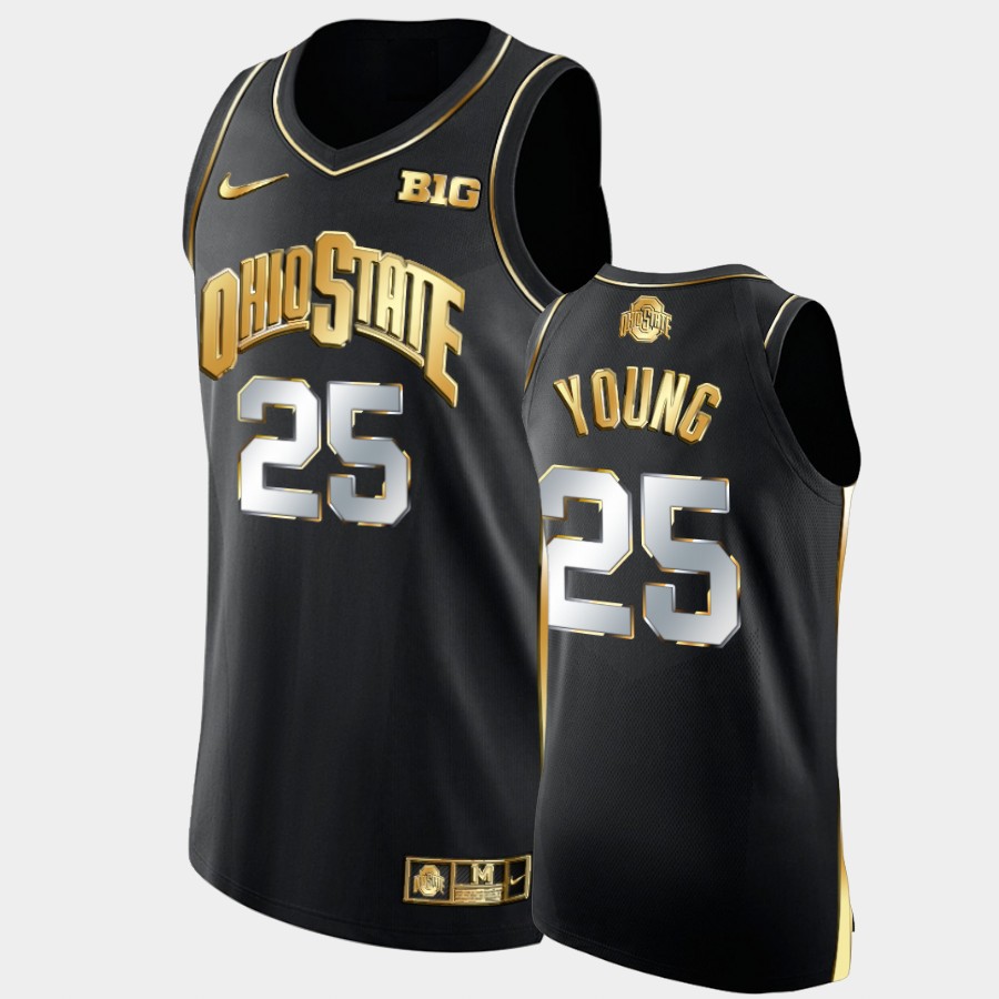 Men's #25 Kyle Young Ohio State Buckeyes Nike Black Golden Stitched College Basketball Jersey