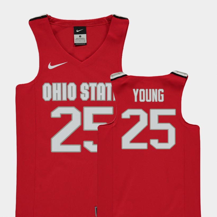 Youth's #25 Kyle Young Ohio State Buckeyes Nike Red Stitched College Basketball Jersey