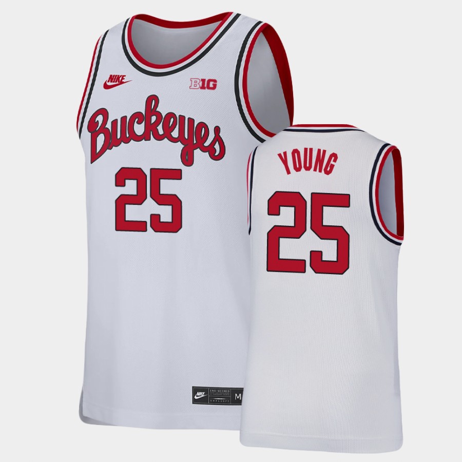 Men's #25 Kyle Young Ohio State Buckeyes Nike White Stitched College Basketball Jersey