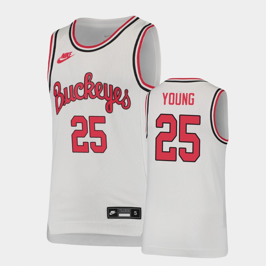 Youth's #25 Kyle Young Ohio State Buckeyes Nike Throwback White Stitched College Basketball Jersey