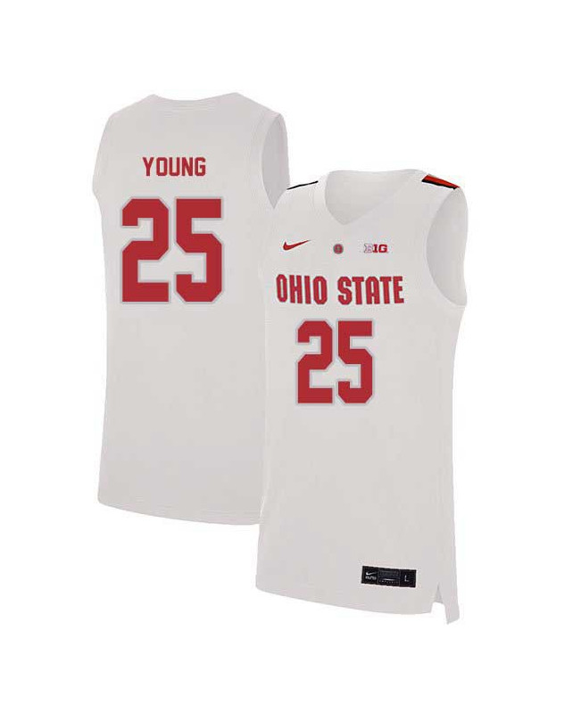 Men's #25 Kyle Young Ohio State Buckeyes Elite Nike White Stitched College Basketball Jersey