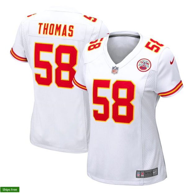 Womens Kansas City Chiefs Retired Player #58 Derrick Thomas Nike White Limited Jersey 