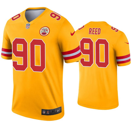 Men's Kansas City Chiefs #90 Jarran Reed Nike Gold Inverted Legend Jersey