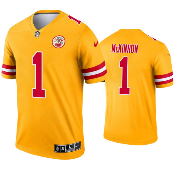 Men's Kansas City Chiefs #1 Jerick McKinnon Nike Gold Inverted Legend Jersey 