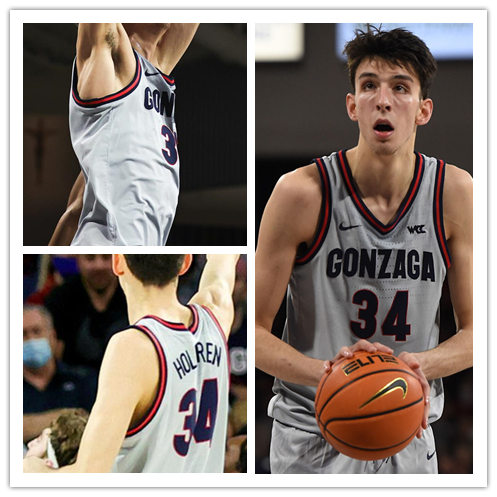 Mens Gonzaga Bulldogs #34 Chet Holmgren Nike Grey 2021-22 WCC College Basketball Game Jersey