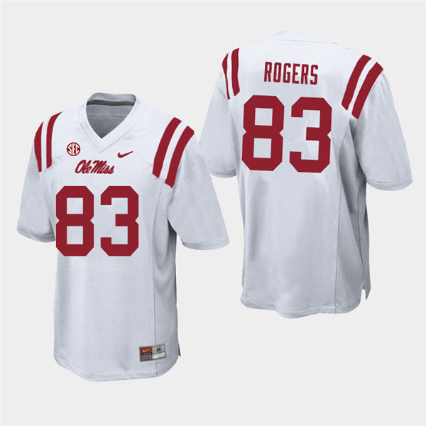 Mens Ole Miss Rebels #83 Chase Rogers Nike White College Football Game Jersey Mens Ole Miss Rebels #83 Chase Rogers Nike White College Football Game Jersey