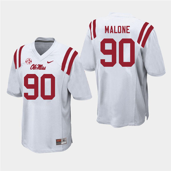 Mens Ole Miss Rebels #90 Tywone Malone Nike White College Football Game Jersey