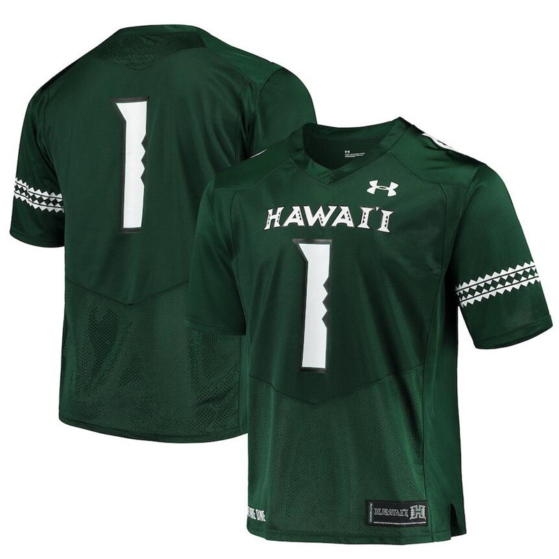 Mens Hawaii Rainbow Warriors Custom Under Armour Green Football Jersey
