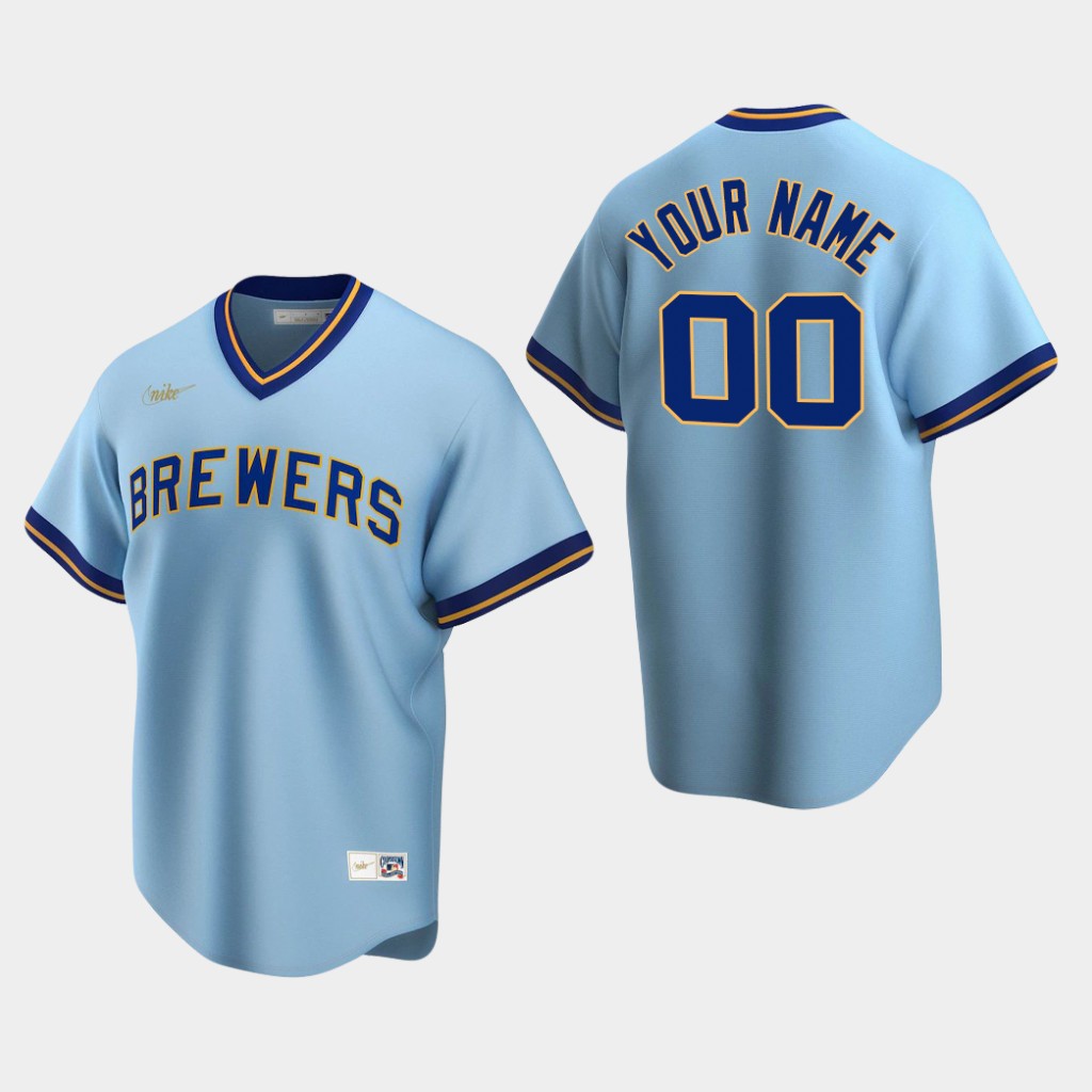 Milwaukee Brewers Custom Powder Blue Road Nike Cooperstown Collection Jersey