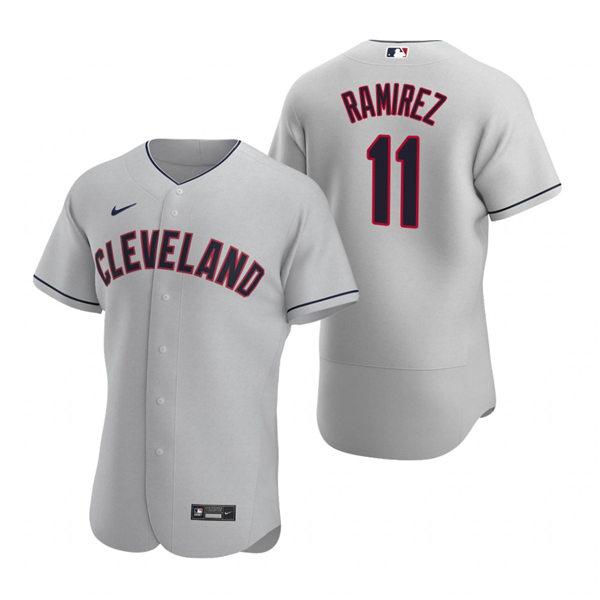 Men's Cleveland Indians #11 Jose Ramirez  Nike Gray Flex Base Baseball Jersey