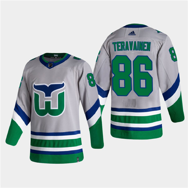 Men's Carolina Hurricanes #86 Teuvo Teravainen silvery grey Adidas 2021 NHL REVERSE RETRO JERSEYS