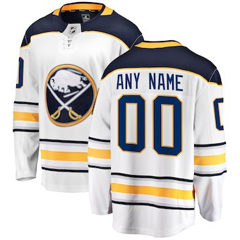 Mens Buffalo Sabres Custom White Navy Away Jersey
