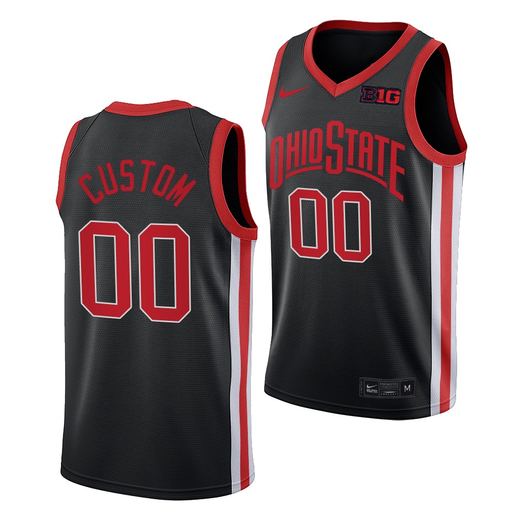 Mens Ohio State Buckeyes Custom Nike 2021 Black Retro Basketball Jersey