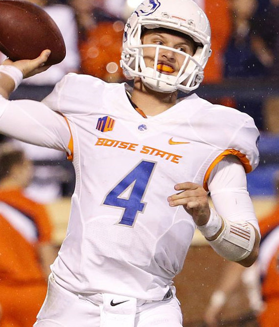 Men's Boise State Broncos #4 Brett Rypien Nike 2015 White Football Jersey 