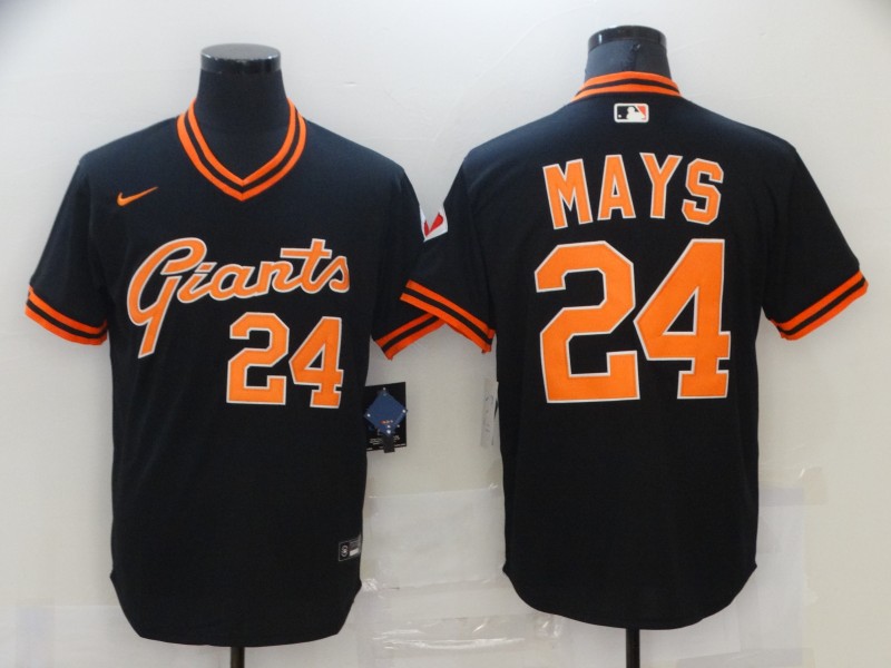 Youth San Francisco Giants Retired Players #24 Willie Mays Nike Black Pullover Jersey 