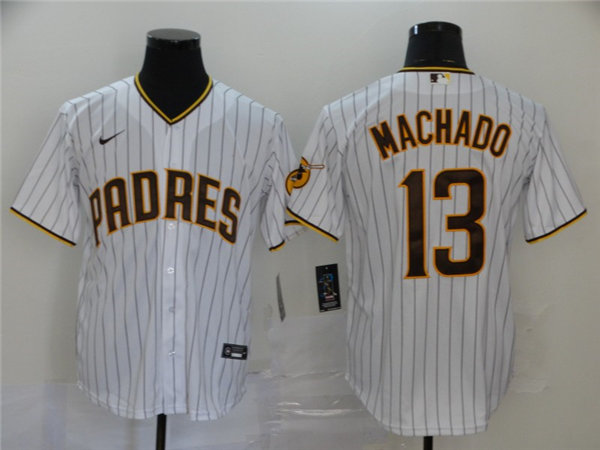 Youth San Diego Padres #13 Manny Machado Nike White Pinstripe Jersey