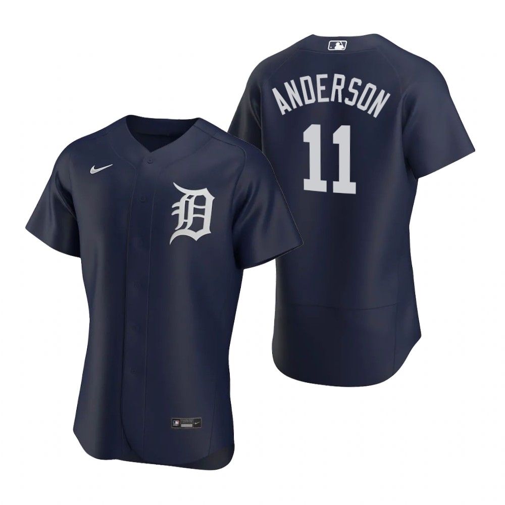 Men's Detroit Tigers Retired Player #11 Sparky Anderson Nike Navy Alternate White Team Logo Flex base Jersey
