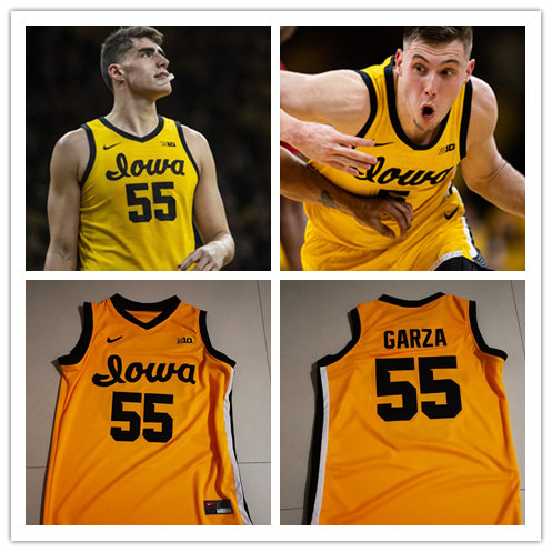 Men's Iowa Hawkeyes #55 Luka Garza Nike 2020 Gold College Basketball Jersey
