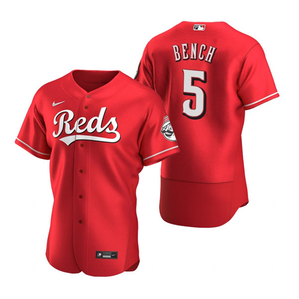 Men's Cincinnati Reds Retired Player #5 Johnny Bench Nike Scarlet Alternate Reds Flex Base Player Jersey