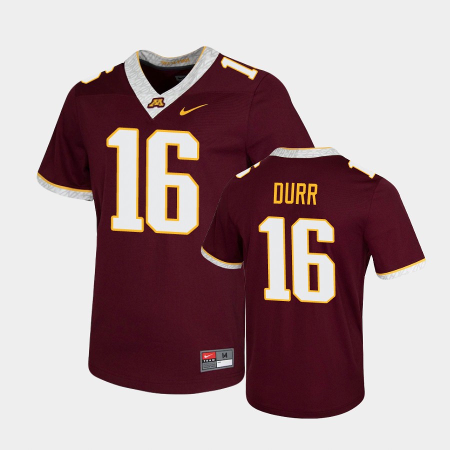Men's Minnesota Golden Gophers #16 Coney Durr 2020 Maroon White Nike Untouchable Game Football Jersey