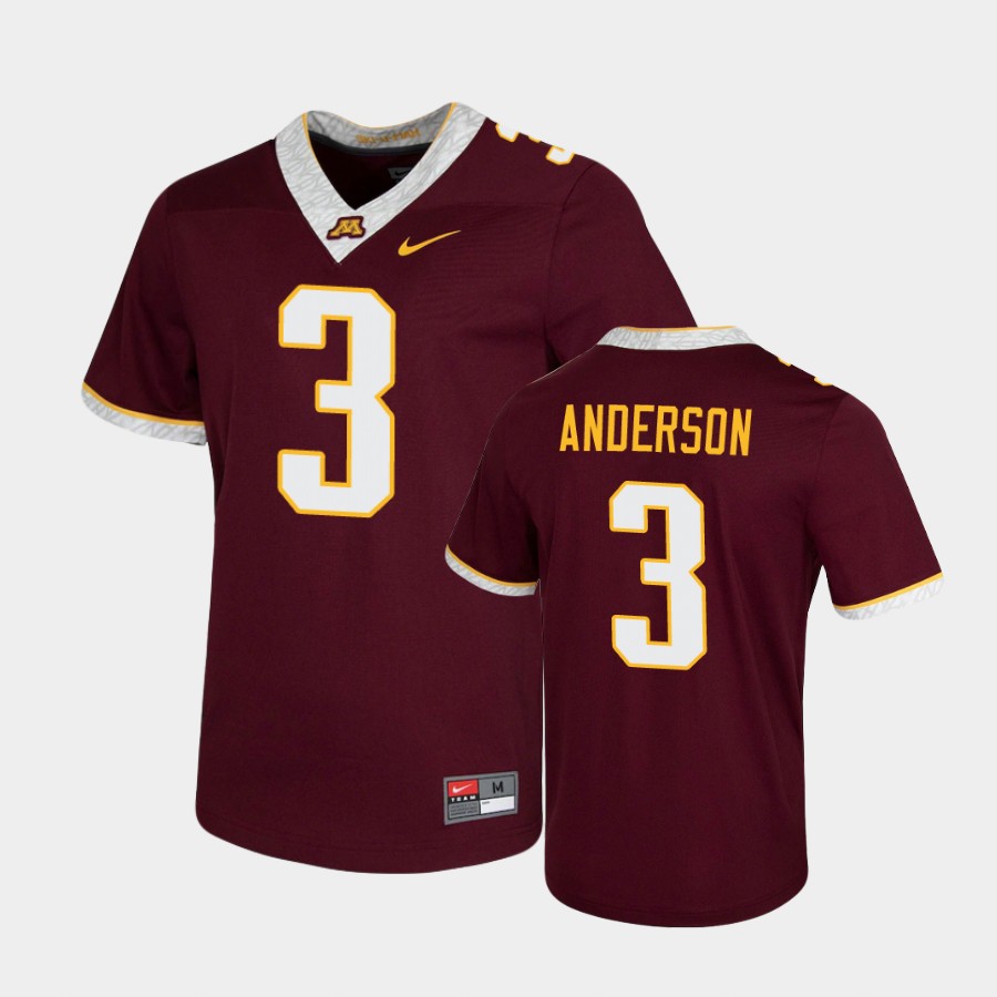 Men's Minnesota Golden Gophers #3 MJ Anderson 2020 Maroon White Nike Untouchable Game Football Jersey