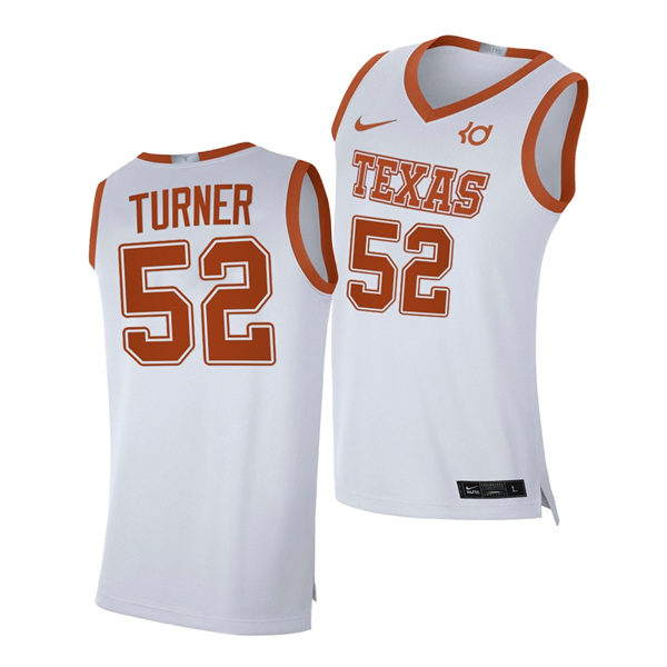 Men's Texas Longhorns #52 Myles Turner Nike 2020-21 White Alumni Basketball Jersey