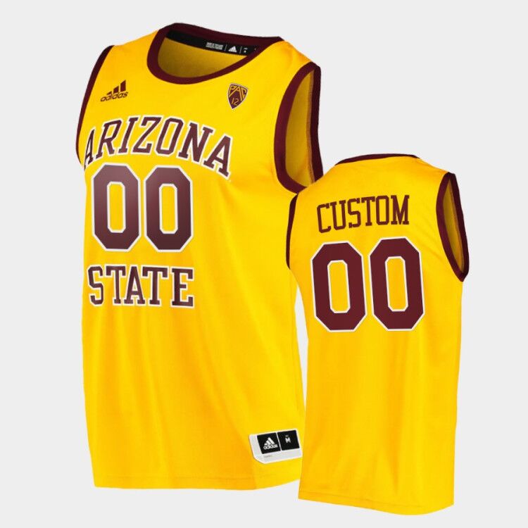 Men's Arizona State Sun Devils Custom Adidas Yellow Retro College Basketball Player Jersey